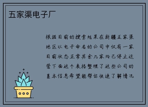五家渠电子厂